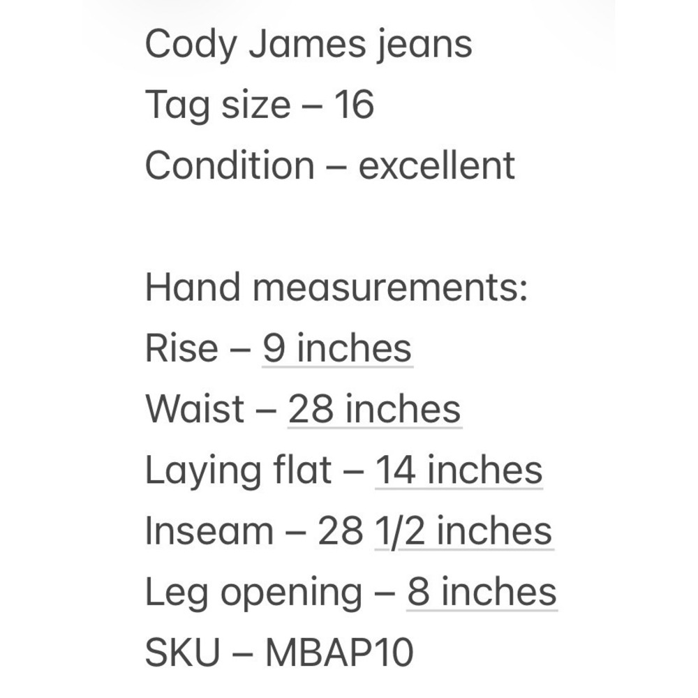 Cody James Boys Bootcut Adjustable Waist Blue Denim Jeans 16 Meas: 28x28.5 - Picture 8 of 8